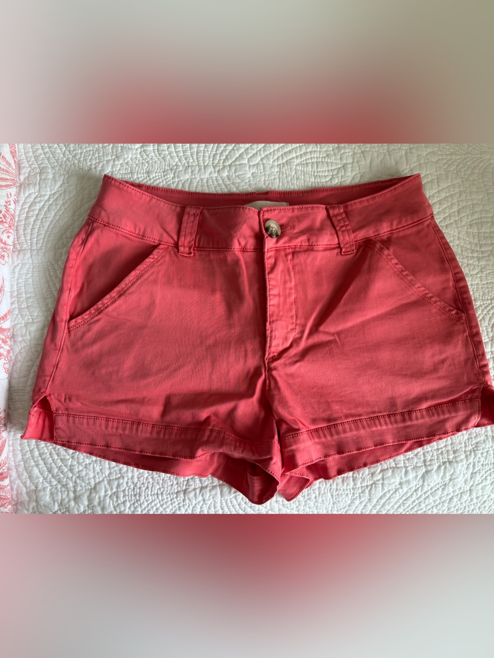 BKE Women's Payton Coral Blush Stretch Cotton Shorts